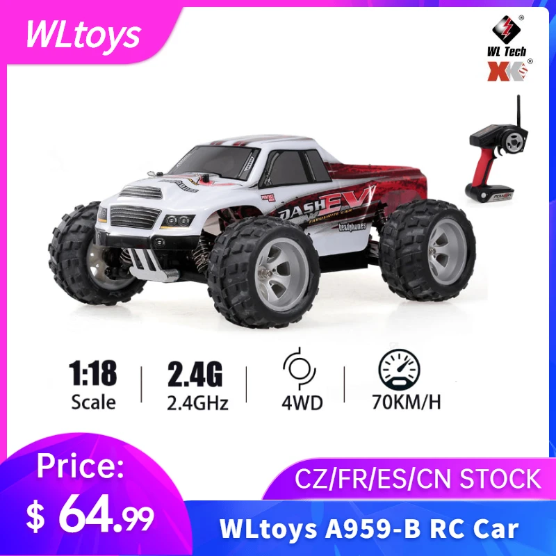 2 4G 1/18 WLtoys A979-B RC автомобиль 4WD 70 км/ч высокоскоростной Электрический