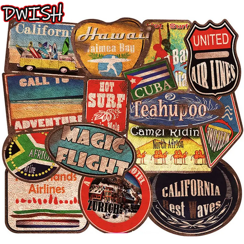 36 unids/pack de PVC impermeable Retro playa surf pegatinas guitarra Skateboard maleta chica niños divertido pegatina de Graffiti juguete de niño