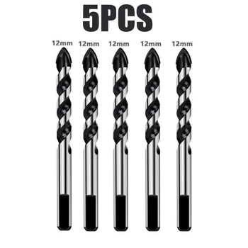 

5pcs/set Drill Bit 6-12mm Triangle Set For Porcelain Tile Tungsten Carbide With U Type Slot Design