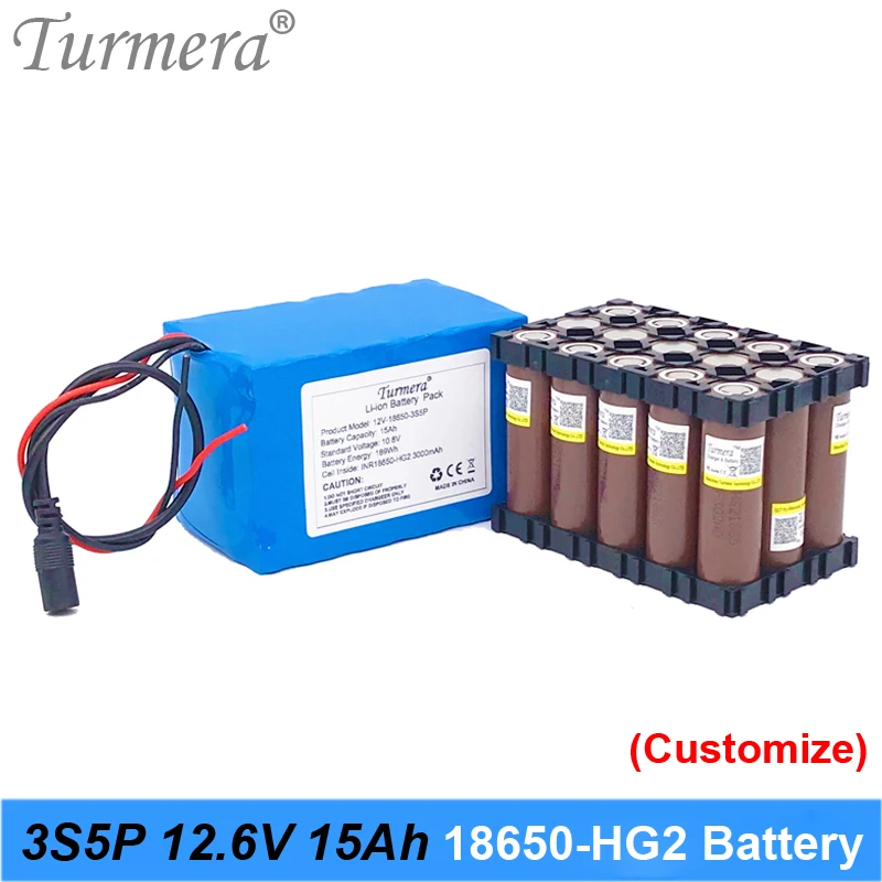 

3S5P 12V 15Ah Rechargeable Lithium Battery Pack Use HG2 3000mAh battery with 40A BMS for uninterrupted power supply 10.8V 12.6V