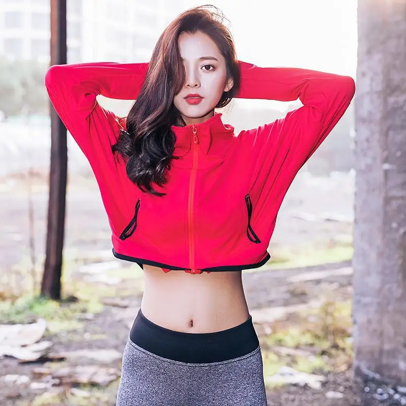 

2019 New Style Yoga Clothes Women's Casual Jogging Suits Fashion Solid Color Sports Cardigan Fitness Sweater Women's