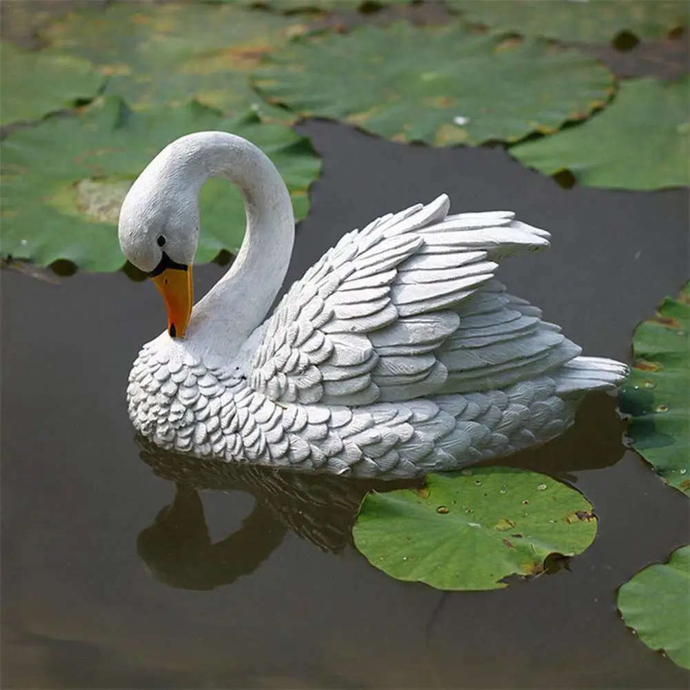

Simulation Swan Sculpture Outdoor Garden Fish Pond Decor Waterscape Rockery Aquarium Landscaping Decoration
