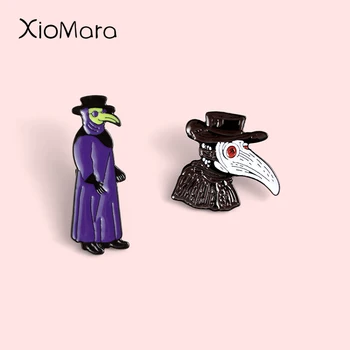 

Plague Doctor Enamel Pins Doctor Schnabel Brooches Dark Punk Men Women Steampunk jewelry Badges Brooch Lapel pins For Gifts