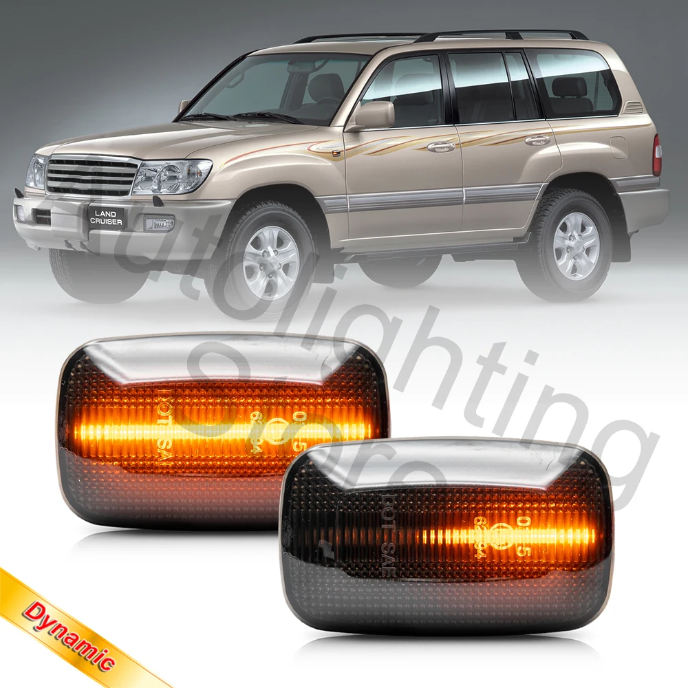 2X For Lexus LX470 98-07 Toyota Land Cruiser 100 Prado 90 Series FJ Hilux Dynamic Amber Led Side Marker Light Turn Signal Lamps |