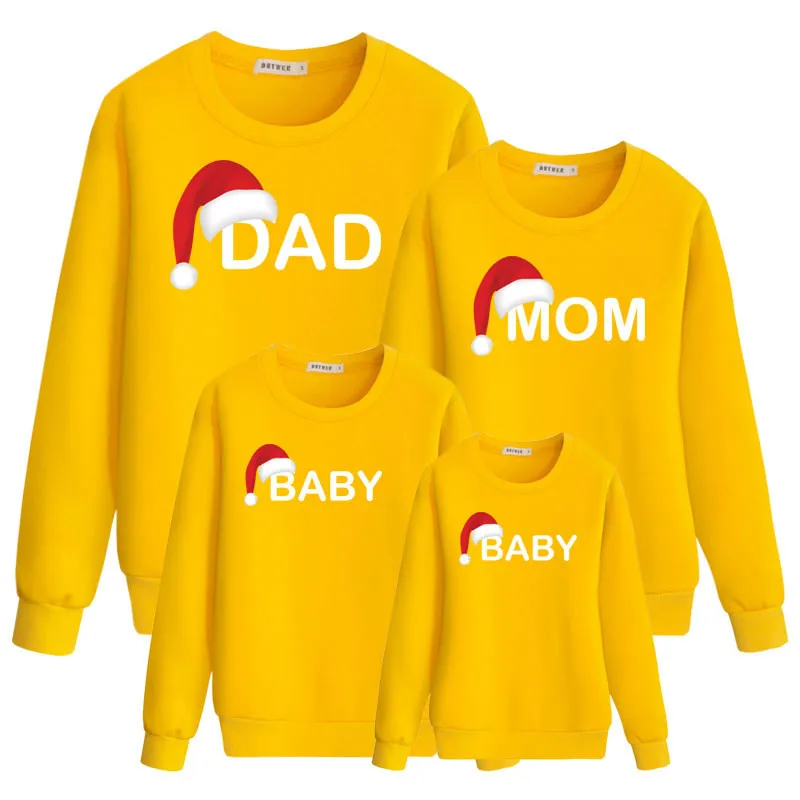 Семейная одежда для папы, мамы и меня, коллекция года, хлопковый свитер для папы, мамы, дочки и сына на Рождество и год, пижамы Семейные комплекты, C0654 - Цвет: Yellow