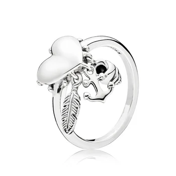 

Baofu New 925 Sterling Silver Ring Shiny Heart-shaped Feather Conch Rudder Ring Wedding Ring Gift High Jewelry