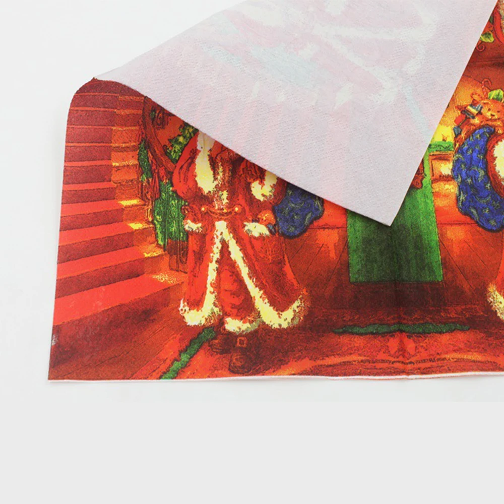 20 листов/мешок салфетки с темой Рождества бумага Санта Клаус печати фестиваль салфетки Карманный платок для дома рождественские вечерние украшения стола