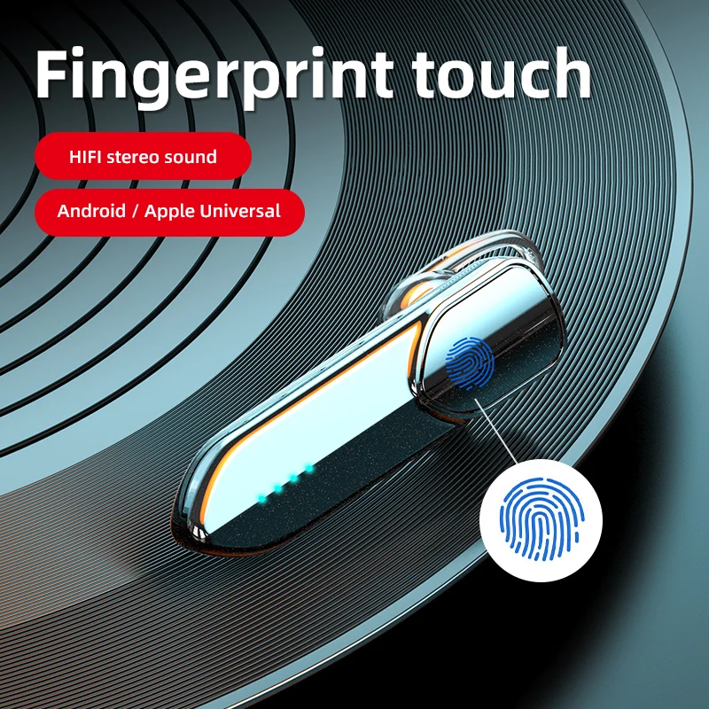 Business Bluetooth Headphone Wireless Handsfree Headset Fingerprint Touch BT V5 0 Earphones with Mic LED Power Display