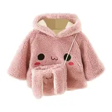 Детская толстовка с капюшоном для маленьких девочек; теплая хлопковая толстовка с длинными рукавами и сумочкой через плечо; милый модный трендовый свитер из флиса в Корейском стиле