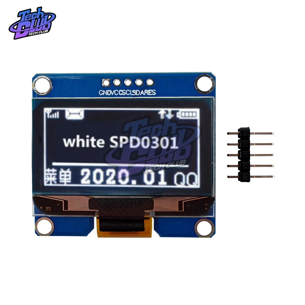 1,54 дюймов ЖК-дисплей OLED модуль Дисплей 5Pin ips SPD0301 Драйвер IC 128X64 интерфейс igc экран дисплей модуль - Цвет: Белый