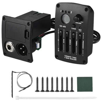 

Acoustic Guitar Preamp SE-4N 4 Bands EQ Equalizer Pickup Guitarra Preamp Piezo Pickup with LCD Tuner Guitar Parts & Accessories