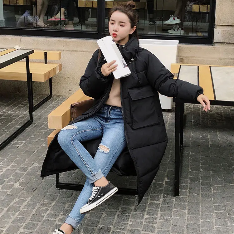 

New Style Korean-style Loose And Plus-sized Bright Red Coat Pregnant Women Winter down Jacket Cotton-padded Clothes down Coat Wo