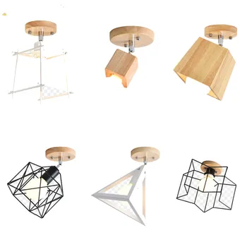 

Ceiling Lights Rotatable Iron wood Ceiling Lamp E27 Surface Mounted Wood Hand-knitted For Corridor Bed Room Lighting Plafondlamp