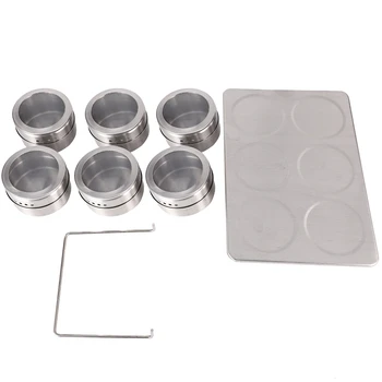 

6Pcs /Set Stainless Steel Seasoning Box Cruet Condiment Set Spice And Pepper Bottle Kitchen Herb Spice Tools High Quality Silver
