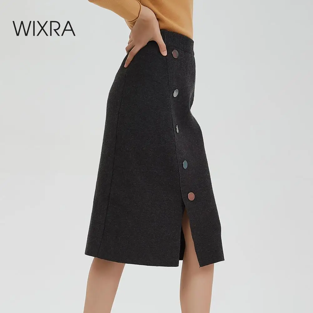 Женская юбка-карандаш Wixra Базовая Трикотажная длиной до колена с высокой талией