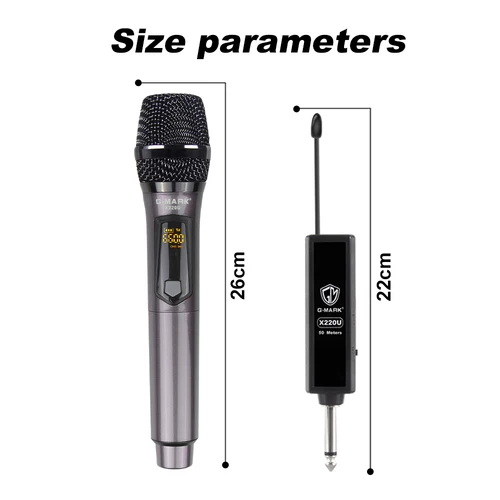 G-MARK X220U UHF 노래방 마이크 녹음, 핸드헬드 2 채널 리튬 배터리, 무대 교회 파티 학교용, 50m 4