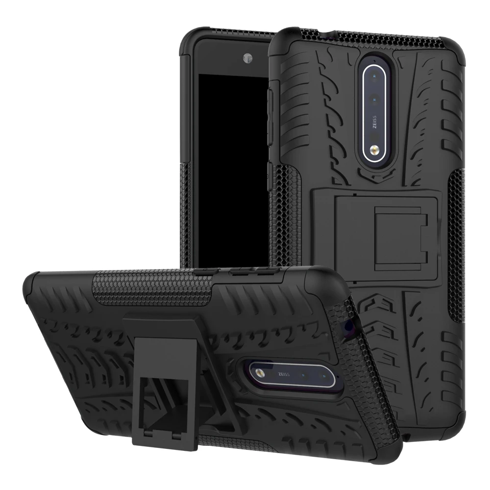 Чехол s для Nokia 2 3 5 6 8 3,1 7,1 плюс X5 X6 X7 1 8 3,2 2,2 2,1 4,2 бронированный противоударный чехол Heavy Duty твердая подставка из ПК чехол Крышка - Цвет: Черный