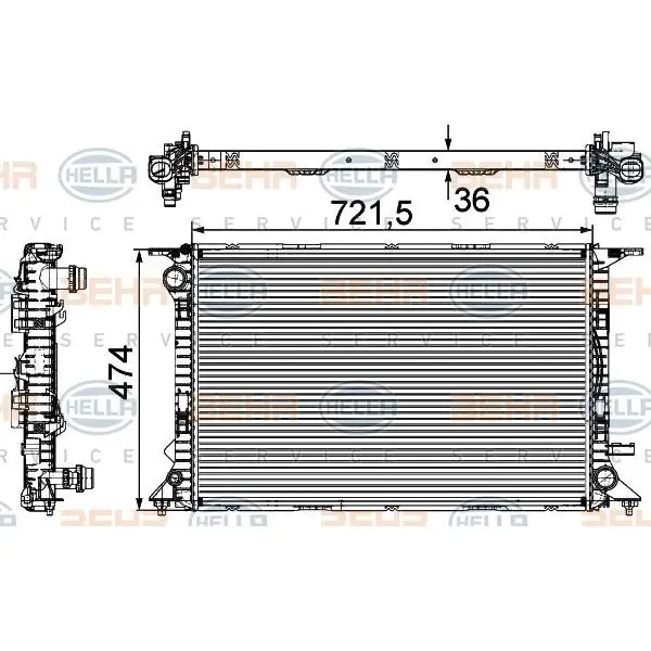 Радиатор Audi A4(B8),A5,A6(C7),A7(3.2FSI,2.7,3.0TDI 06/08-)P 72