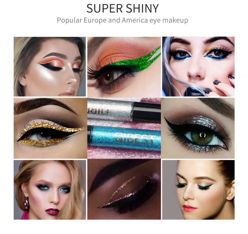 QIBEST 15 Colors liquid eyeliner glitter eyeliner eye liner waterproof Quick Dry color eyeliner Long lasting liner makeup TSLM1