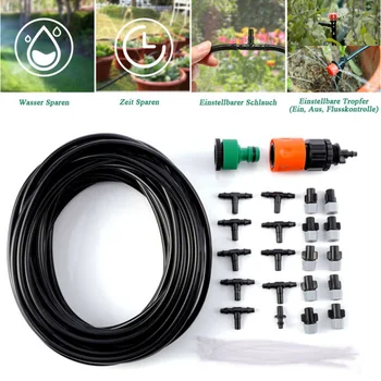 

15m Garden Irrigation System Diy Micro Drip For Greenhouse Flower Bed Nozzles Irrigation System Portable Misting Automatic Wate