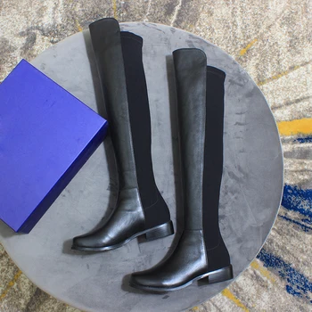 

Black Shoes Women Brand Boots Sexy Knee High Boots Slim Female Thigh High Boots Luxury Shoes Women Designers Fashion Shoes Woman