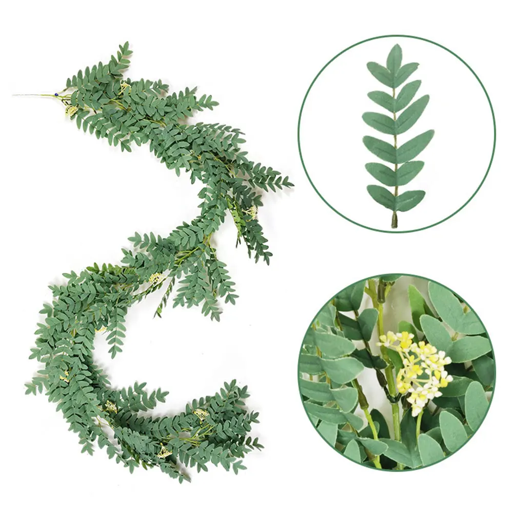 

2 m Simulation Plant Saponin Leaf Rattan Wedding Interior Layout Artificial Vine Garland DIY Home Decoraiton Green Leaf Garland