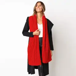 Новое поступление модный темперамент дамы высокого качества вязать удобный теплый толстый длинный шарф для женщин кисточкой большой