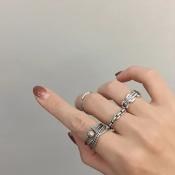 

INS Forefinger Adjustable Ring Female INS Fashion Stylish Retro a Normcore Style Chain Cool