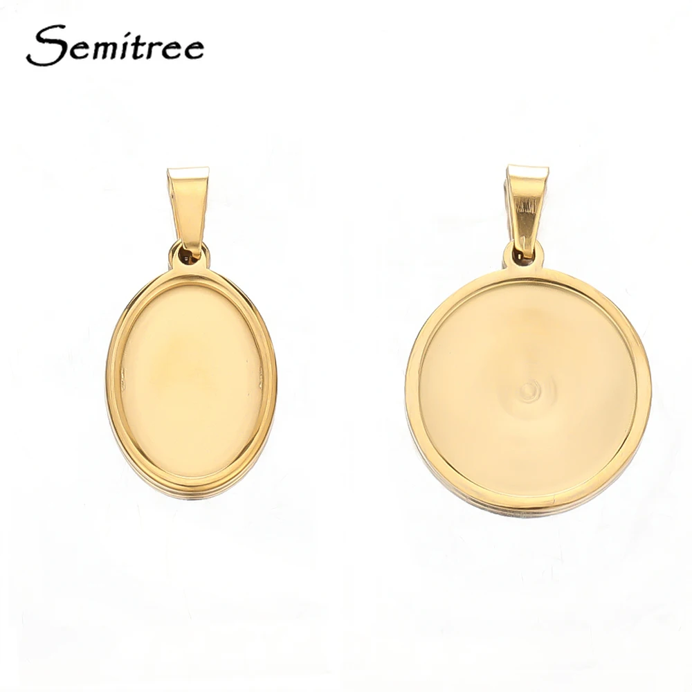 5Pcs Base 13*18mm Stainless Steel 20mm Pendant Charm Setting Cabochon Cameo Tray Bezel Blank for Jewelry Making Findings | Украшения и
