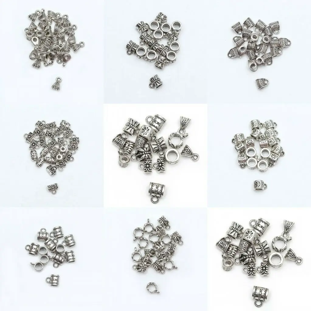 

50 Pcs /Bag Tibetan Silver Beads Big Hole Cup Beads for Bracelet DIY Festival Christmas Charms Jewelry Making