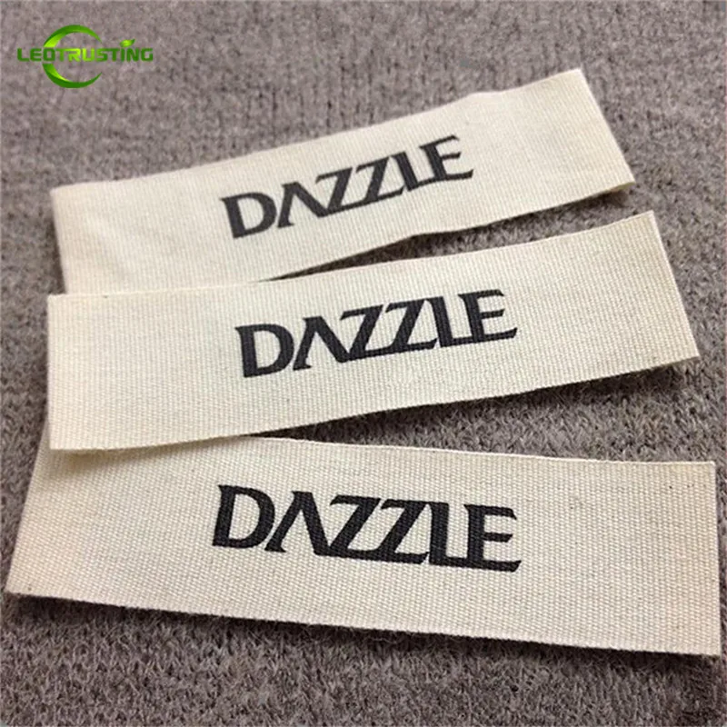 

1000pcs Custom Garment Accessories Eco-friendly Cotton Labels Customized Brand Logo Printed Washable White/Beige Cotton Labels