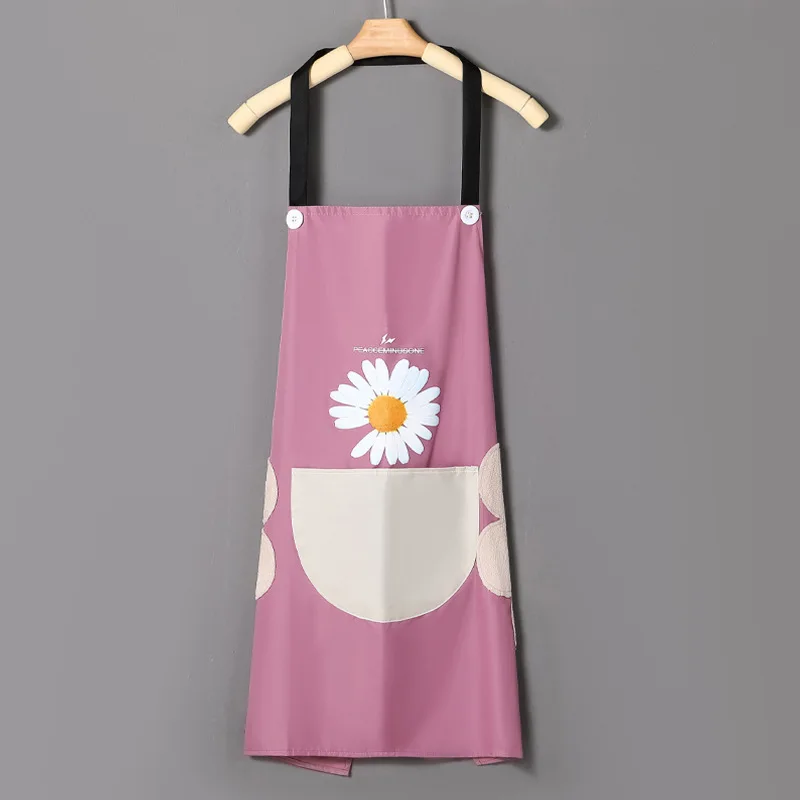 Apron Daisy Theme Wipe Hands Waterproof Pinafore Kitchen Supplies Kitchen Tools Gifts Presents Fashion Women Sleeveless Apron