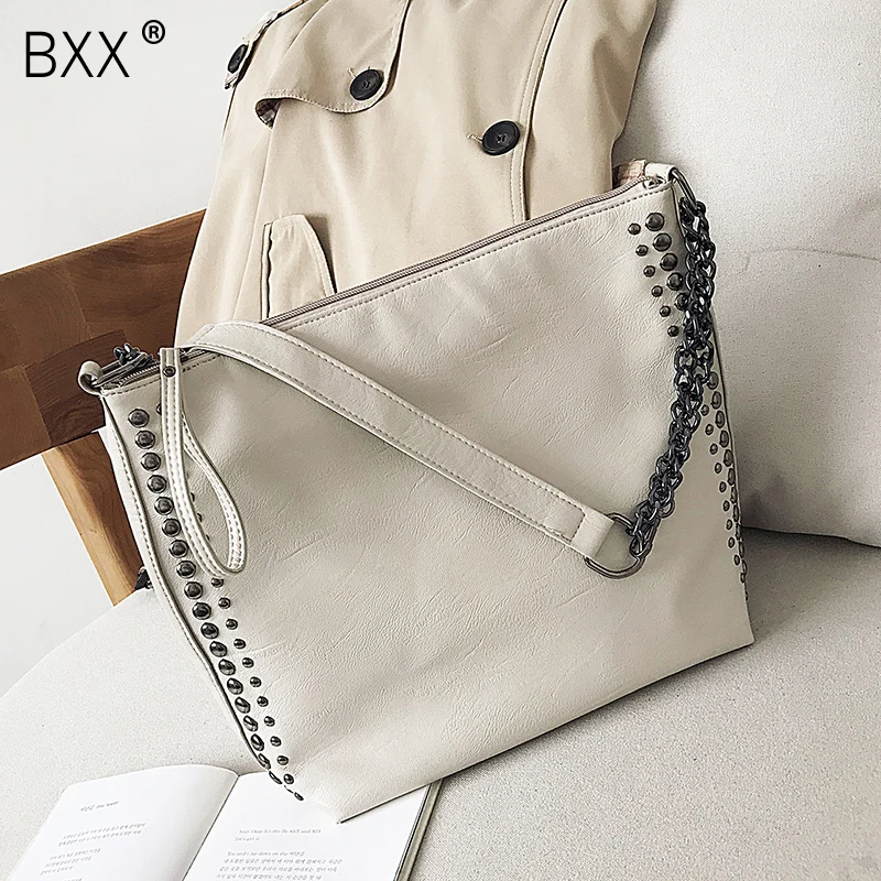 

[BXX] PU Leather Large Capacity Crossbody Bags For Women 2020 Chain Simple Shoulder Messenger Bag Luxury Quality Handbags HK319