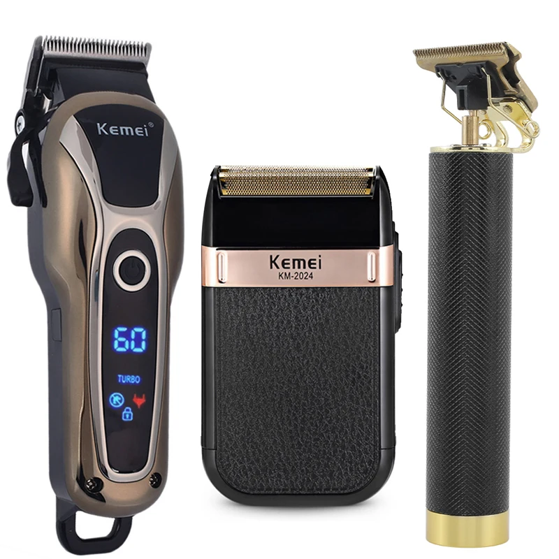 Cortadora de cabello eléctrica profesional para hombres, afeitadora recargable para Barba, Kit de afeitadora, recortadora de poco ruido