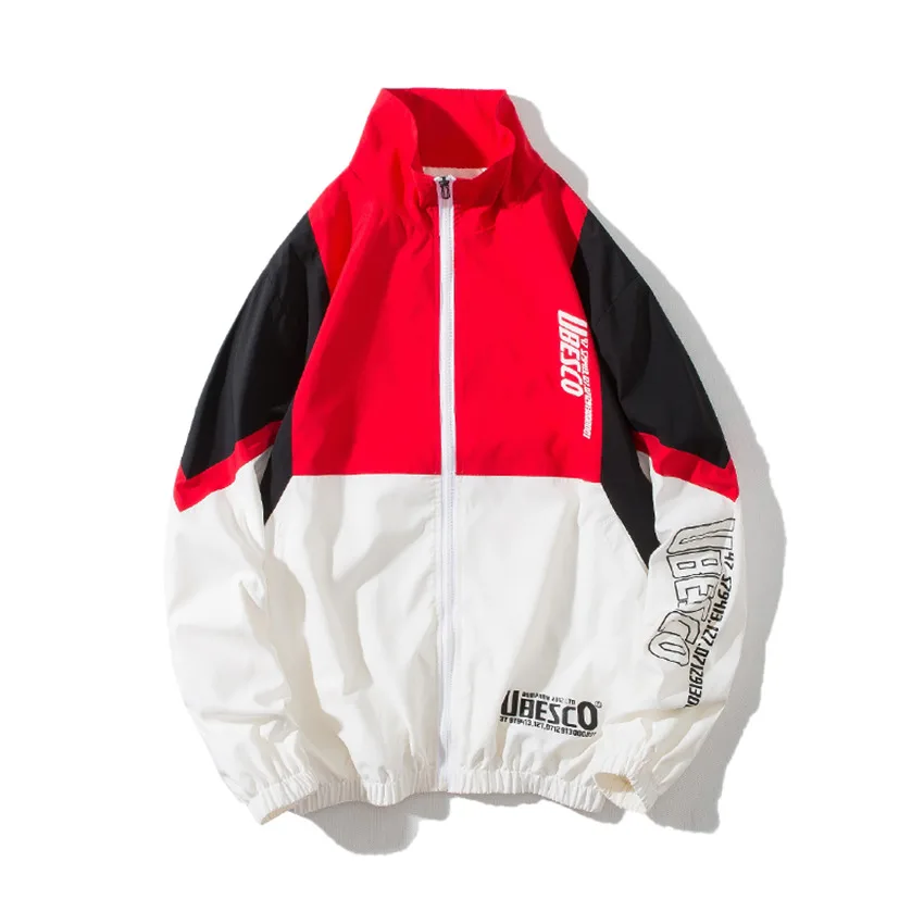 

Brand Jacket Men Patchwork Print Windbreaker Jacket Men Spring Autumn 2019 New Fashion Casual Loose Hip Hop Coat Streetwear