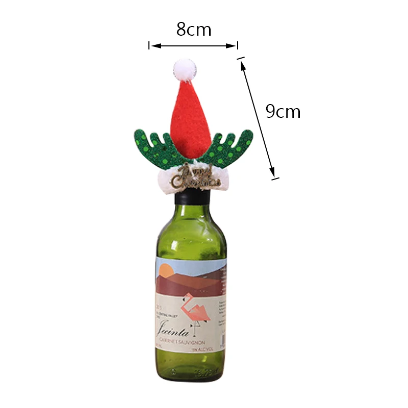 Рождественская бутылка вина Декор набор Санта Клаус Снеговик для бутылки крышка одежды Кухня украшения для нового года Рождественский ужин - Цвет: F 9x8cm