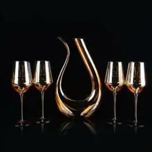 Золотой винный графин 1.5L u-образный красный графин для вина Кристалл красное вино большой емкости бокал для вина и графин
