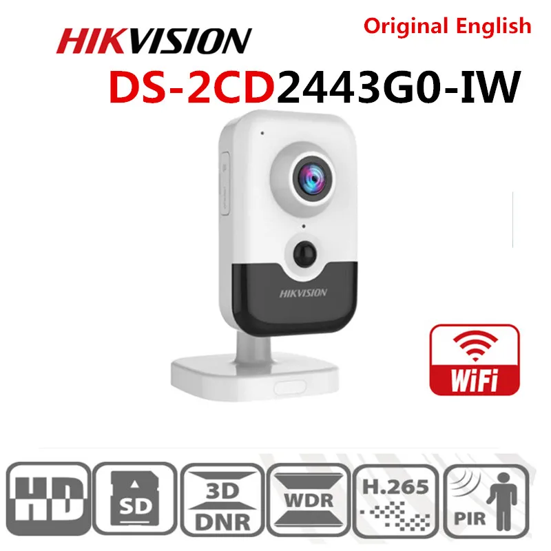 Hikvision оригинал 4MP куб Wifi IP камера с аудио PoE для улицы ночное видение ИК CCTV DS 2CD2443G0 IW