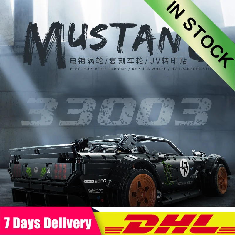 

DHL 33003 Ford Mustang Hoonicorn RTR V2 Racing Car Technic 20102 23009 MOC-22970 Building Block Toys Compatible Legoings