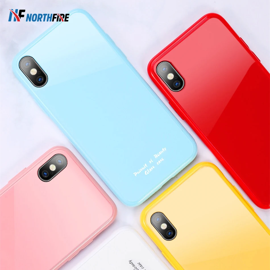 Стеклянный чехол для телефона iPhone 11 Pro Max 7 8 XR XS X карамельный цвет мягкая задняя