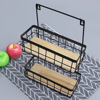 

Japanese Storage Rack Double Layer Wall Mount Storage Shelf Organizer for Bathroom Toilet Kitchen (Black）