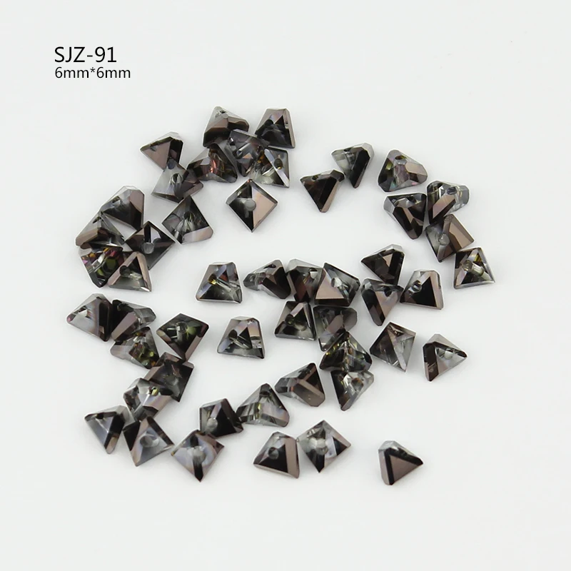 All size faceted Triangle beads Austria glass beads crystal beads Loose Spacer beads for Jewelry making DIY - Color: SJZ-91