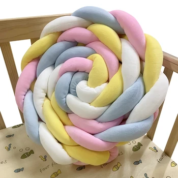 

3 Meters 4 Strands Baby Crib Bumper Knotted Braided Bumper 7 Colors newborn bed cradle protector baby bedding Baby room Decor