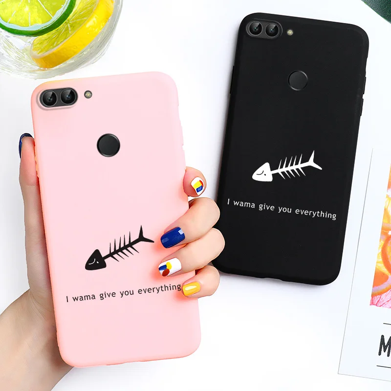 

SFor Huawei P Smart 2018 Case P Smart Cases Cover Fundas 3D DIY Painted Soft Candy Color Back Case Huawei PSmart 2018 FIG-LX1