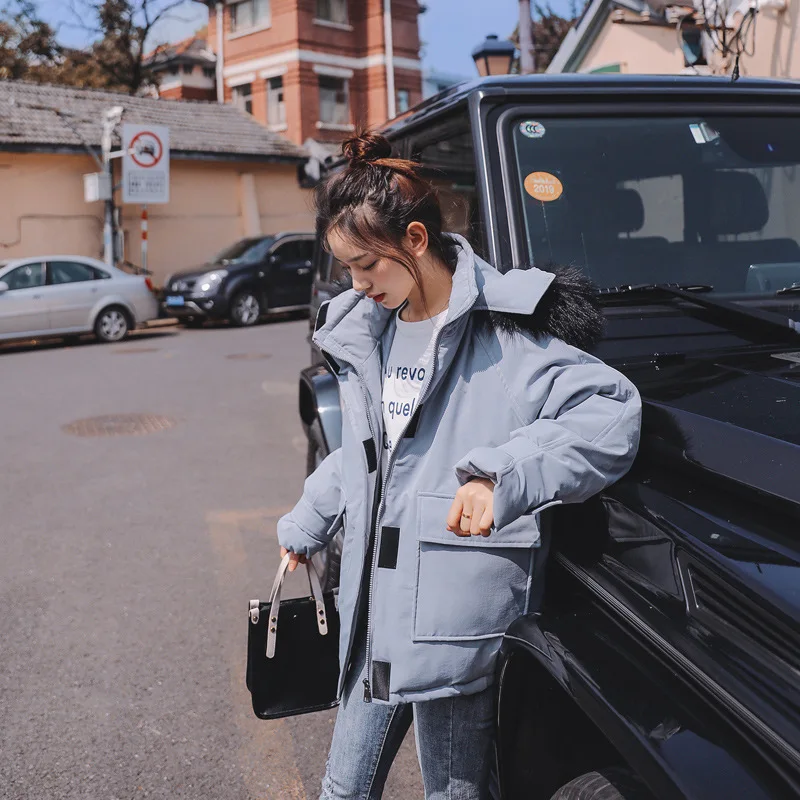 

2019 Autumn And Winter New Style Online Celebrity Style Casual CHIC down Jacket Women's Korean-style INS Workwear Coat Hooded Co