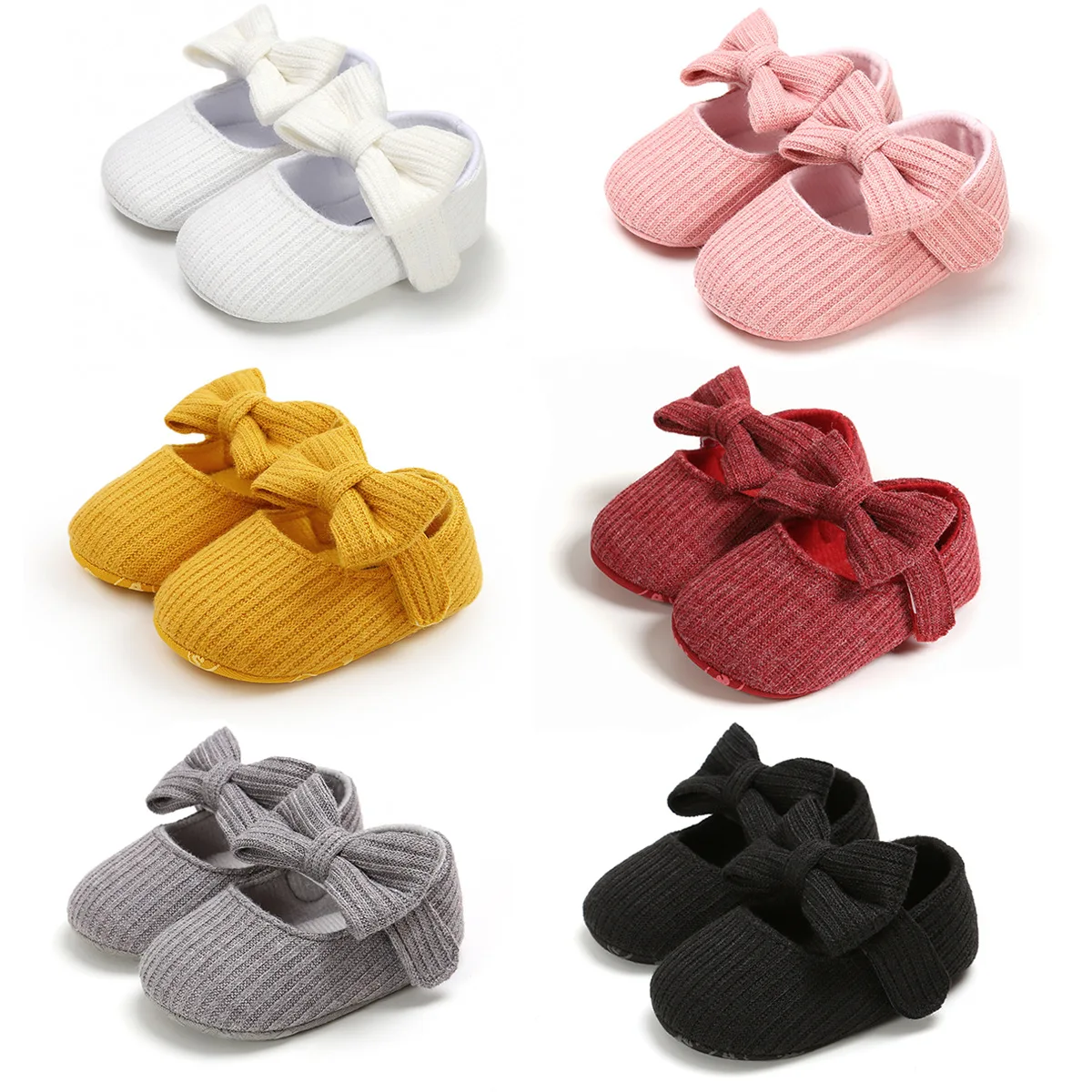 Spring And Autumn 0-1 Year Old Woolen Bow Baby Princess Shoes Toddler Baby Newborn Shoes Girl 6To 12 Month Infant Little Girls