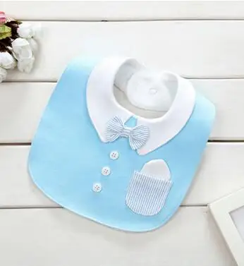 Blue bow white Детский нагрудник для мальчиков, джентльменский стиль, мультяшный стиль, нагрудник для маленьких девочек, Западный галстук-бабочка, детский нагрудник - Цвет: Blue bow white