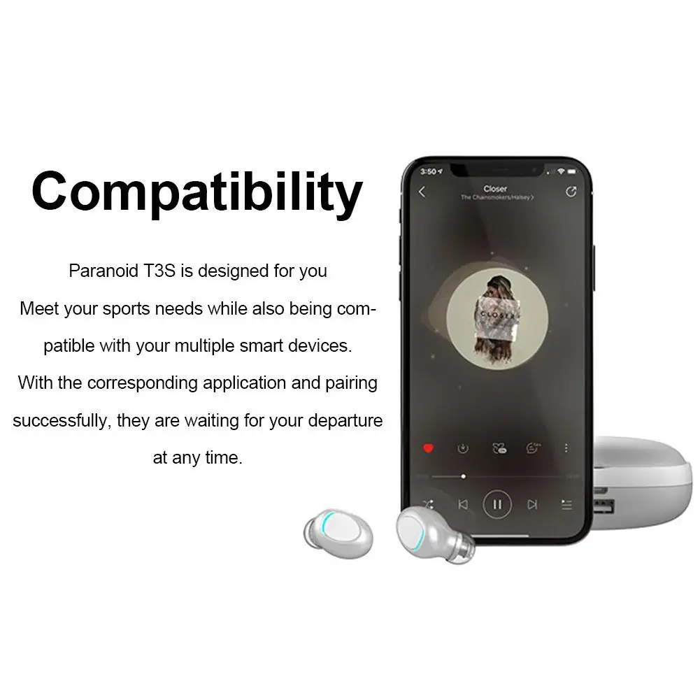 T3S TWS Touch Bluetooth наушники HD стерео беспроводные наушники с шумоподавлением Игровые наушники громкой связи