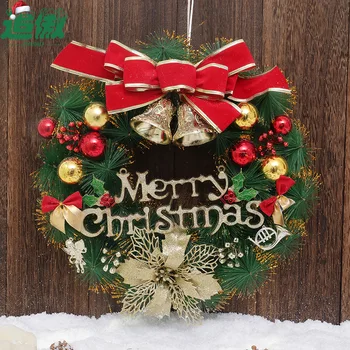 

40cm Christmas Wreath Handmade Rattan Pendant Garland Mall Cafe Home Party Festive Christmas Tree Door Wall Decoration