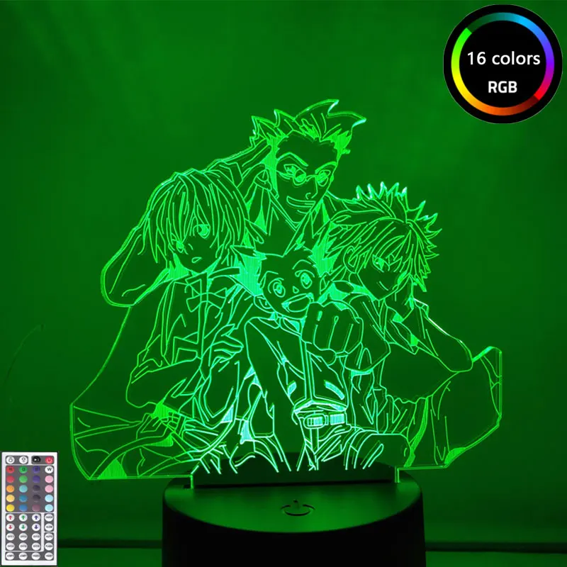 Anime Hunter X Hunter Nightlight Gon and Killua Kurapika Leorio Figure 3d Night Light for Kids Bedroom Decor Children Gift Toys